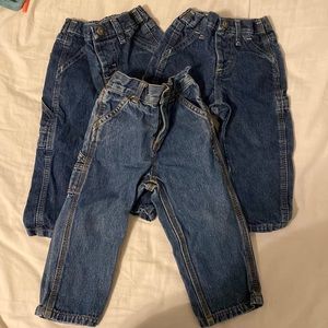 Set of three jeans size 18 months two are wranglers and one is carhartt